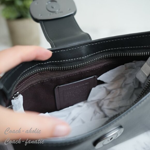 NWT Coach CAA92 Eliza Shoulder Bag With Zipper Closure Refined Leather Black - Picture 14 of 14